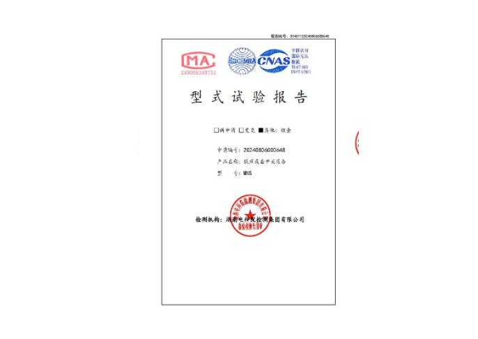 低壓成套開關設備MNS型式試驗報告